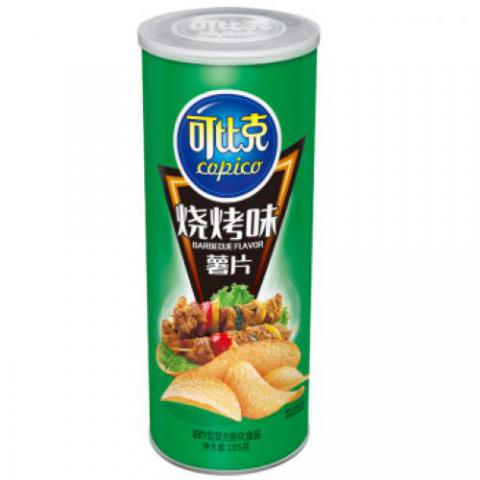 可比克薯片 燒烤味105g 休閑零食 膨化食品